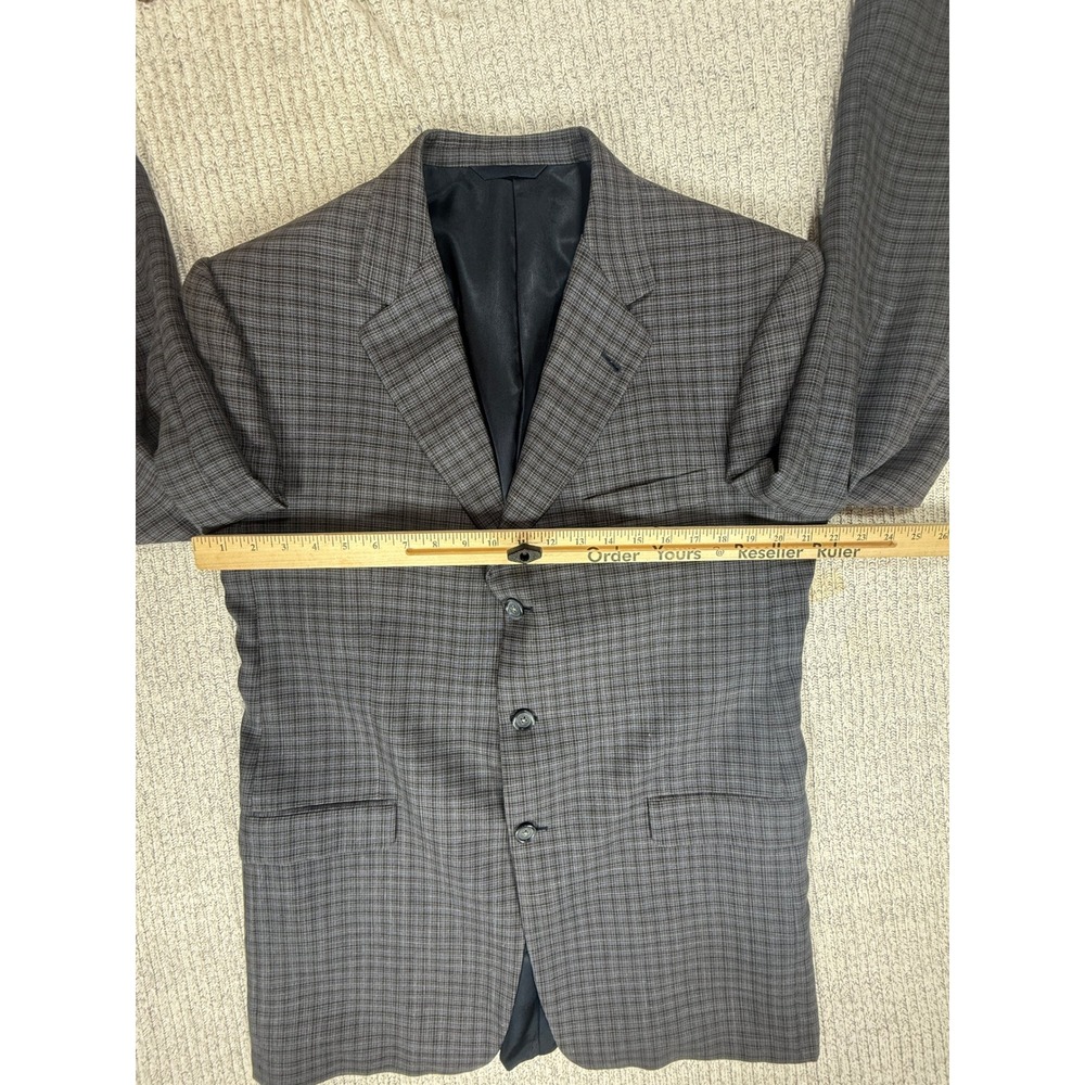 Burberry London Kensington 44L Blue Grey Plaid Linen Wool Linen 3 Button Blazer - Picture 11 of 15